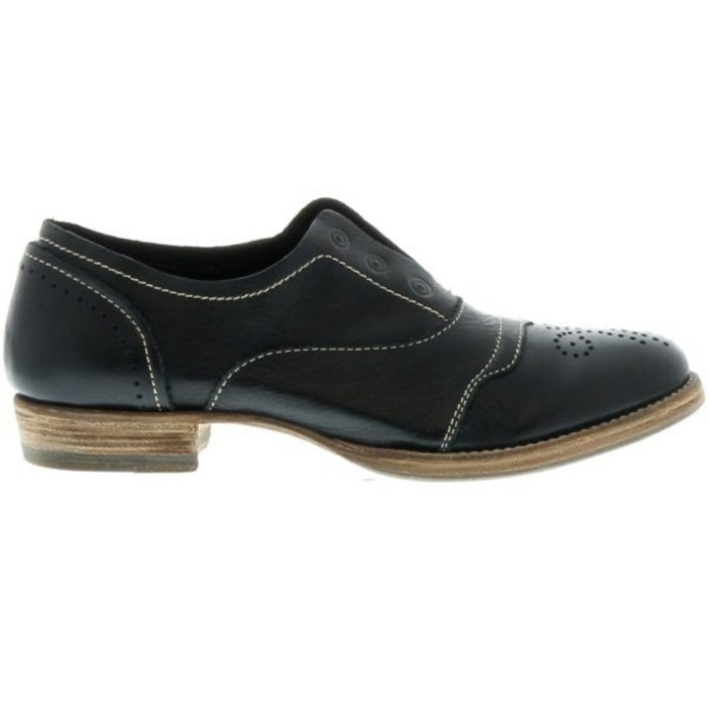 Blackstone HL55 Black Leather Brogue Slip On Oxford Shoes Womens 38 Wingtip